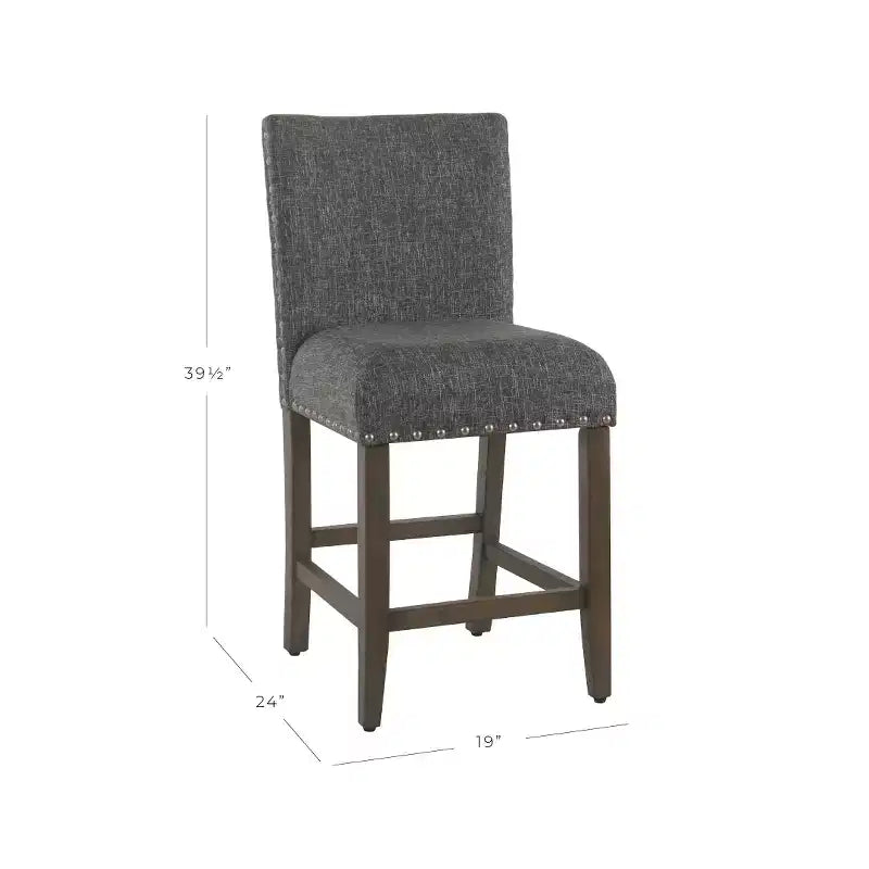 24" Upholstered Counter Height Barstool with Nailhead Trim