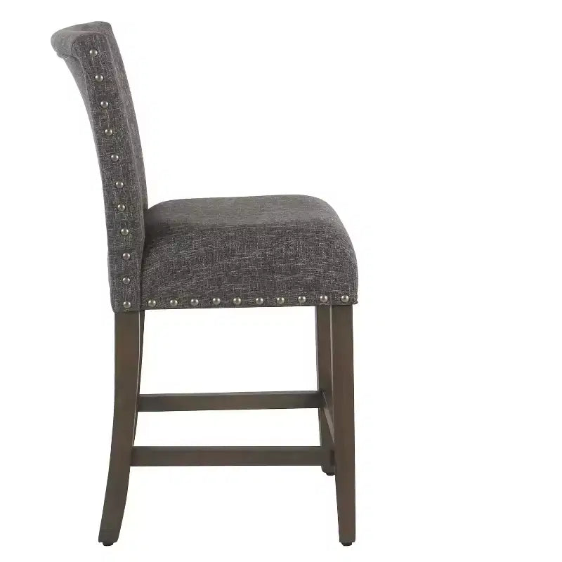24" Upholstered Counter Height Barstool with Nailhead Trim