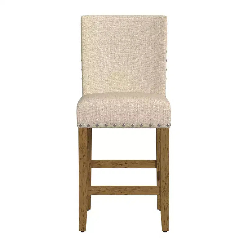24" Upholstered Counter Height Barstool with Nailhead Trim
