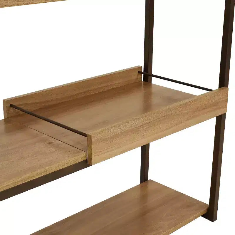3-Shelf Sofa Console Table with Removable Serving Tray, Brown, 31.75"W x 12"D x 28.25"H