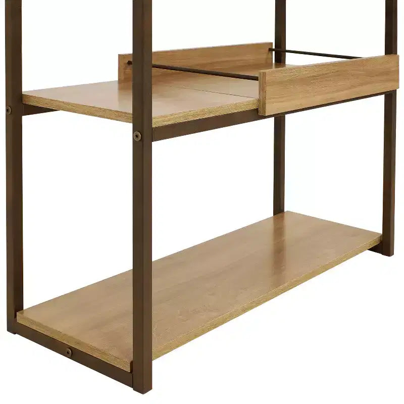 3-Shelf Sofa Console Table with Removable Serving Tray, Brown, 31.75"W x 12"D x 28.25"H
