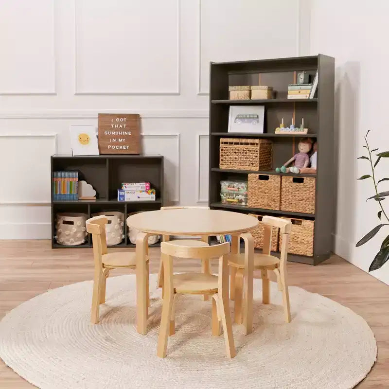 60" Wooden Bookcase with 5 Adjustable Shelves, Birch Plywood, Classroom or Home Use
