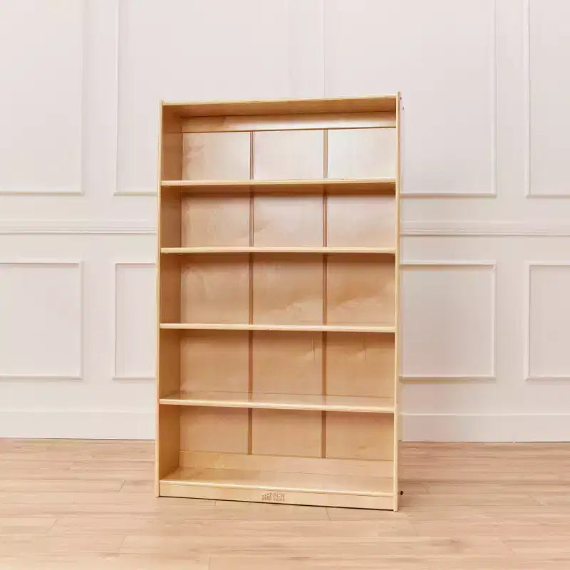 60" Wooden Bookcase with 5 Adjustable Shelves, Birch Plywood, Classroom or Home Use