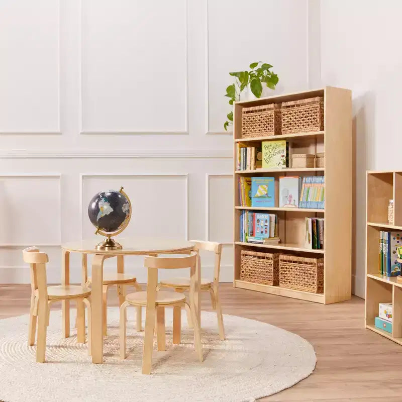 60" Wooden Bookcase with 5 Adjustable Shelves, Birch Plywood, Classroom or Home Use