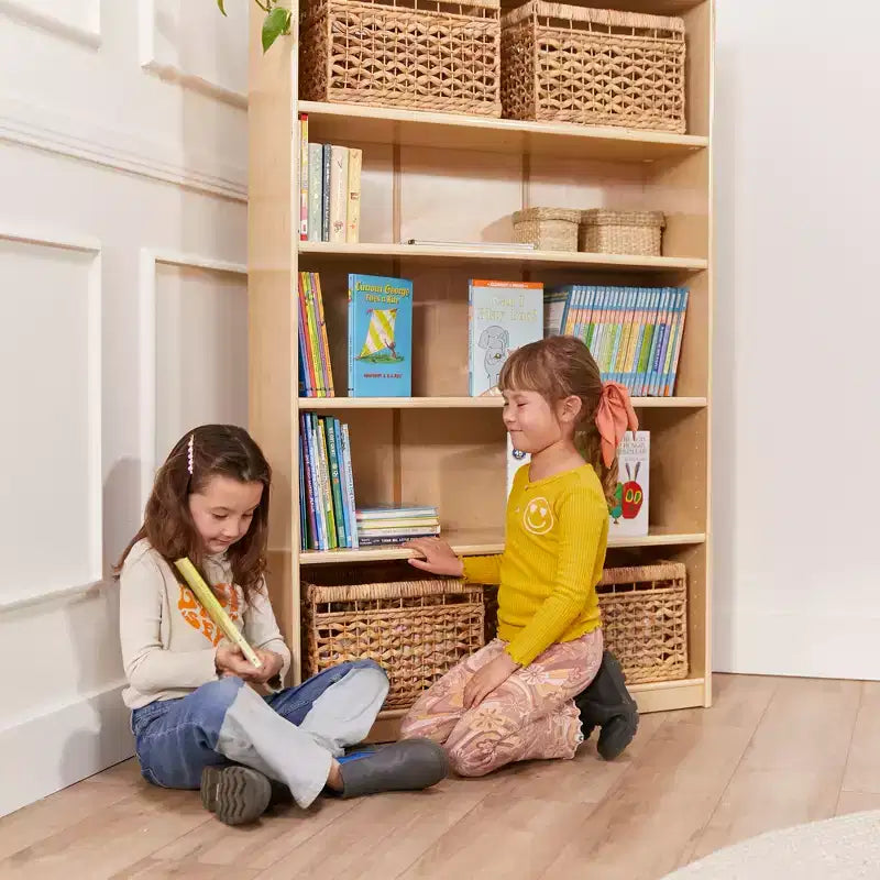 60" Wooden Bookcase with 5 Adjustable Shelves, Birch Plywood, Classroom or Home Use