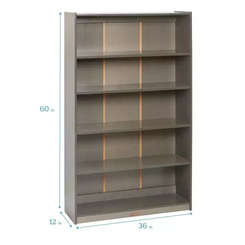 60" Wooden Bookcase with 5 Adjustable Shelves, Birch Plywood, Classroom or Home Use