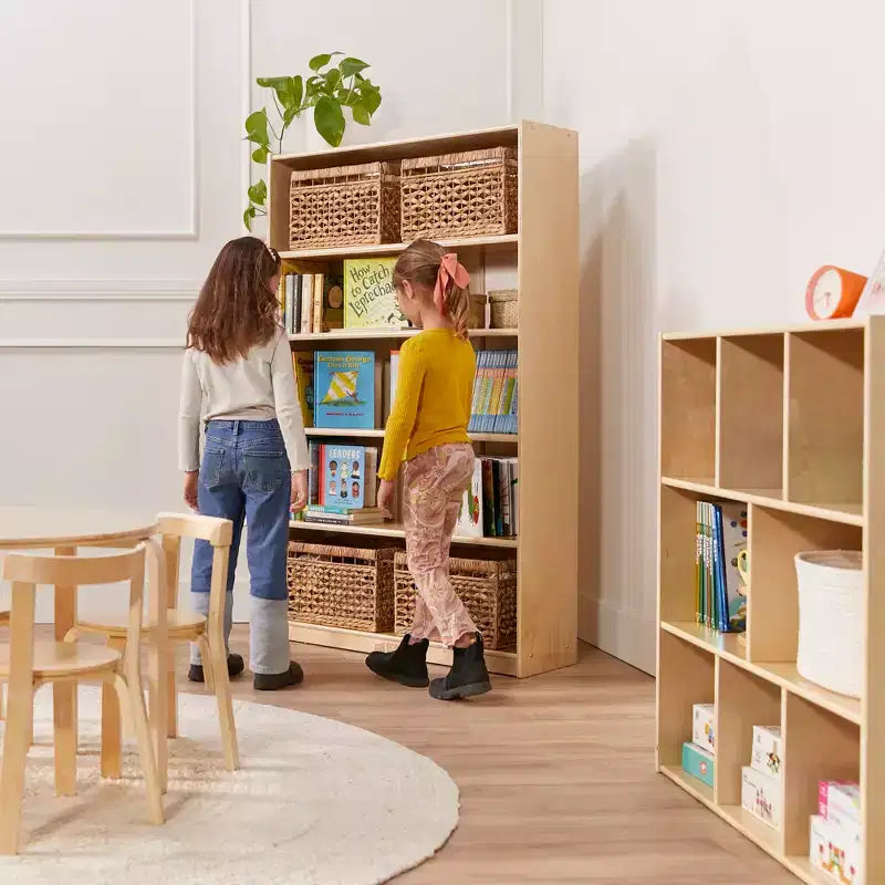 60" Wooden Bookcase with 5 Adjustable Shelves, Birch Plywood, Classroom or Home Use