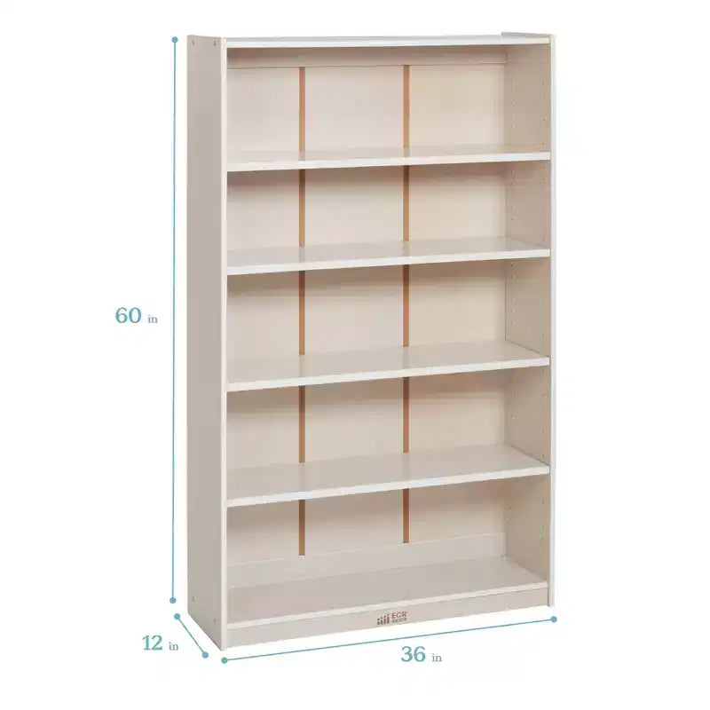 60" Wooden Bookcase with 5 Adjustable Shelves, Birch Plywood, Classroom or Home Use