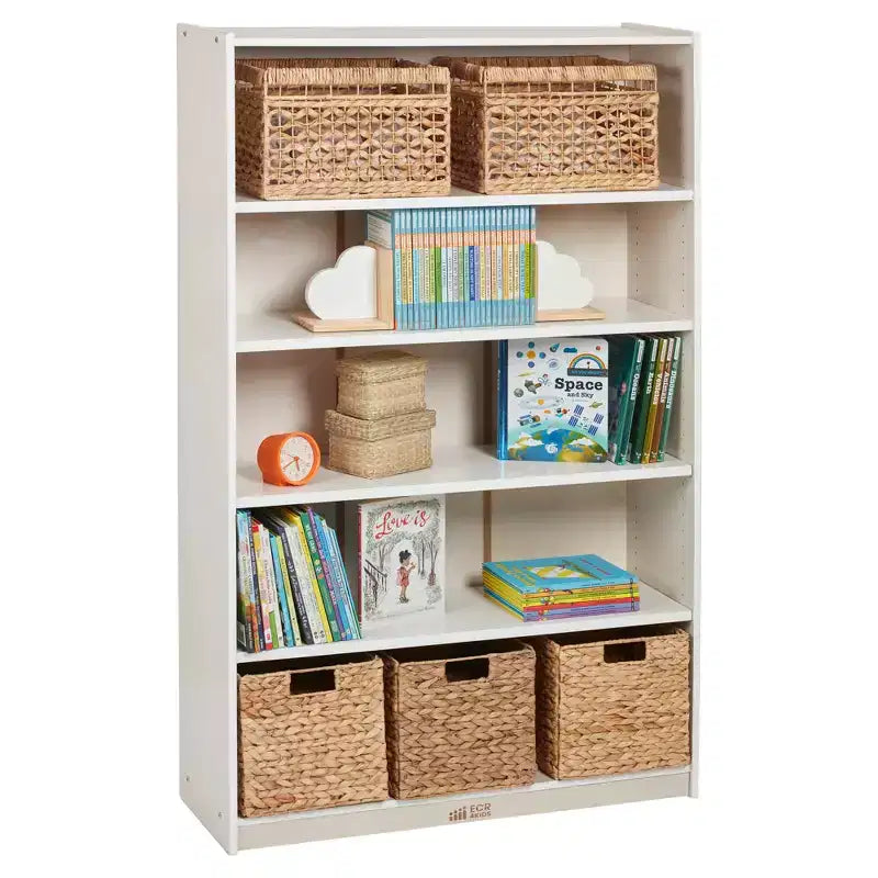 60" Wooden Bookcase with 5 Adjustable Shelves, Birch Plywood, Classroom or Home Use