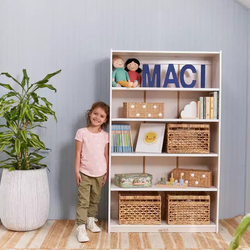 60" Wooden Bookcase with 5 Adjustable Shelves, Birch Plywood, Classroom or Home Use