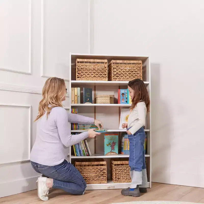 60" Wooden Bookcase with 5 Adjustable Shelves, Birch Plywood, Classroom or Home Use