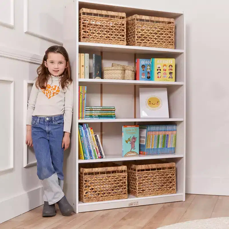 60" Wooden Bookcase with 5 Adjustable Shelves, Birch Plywood, Classroom or Home Use