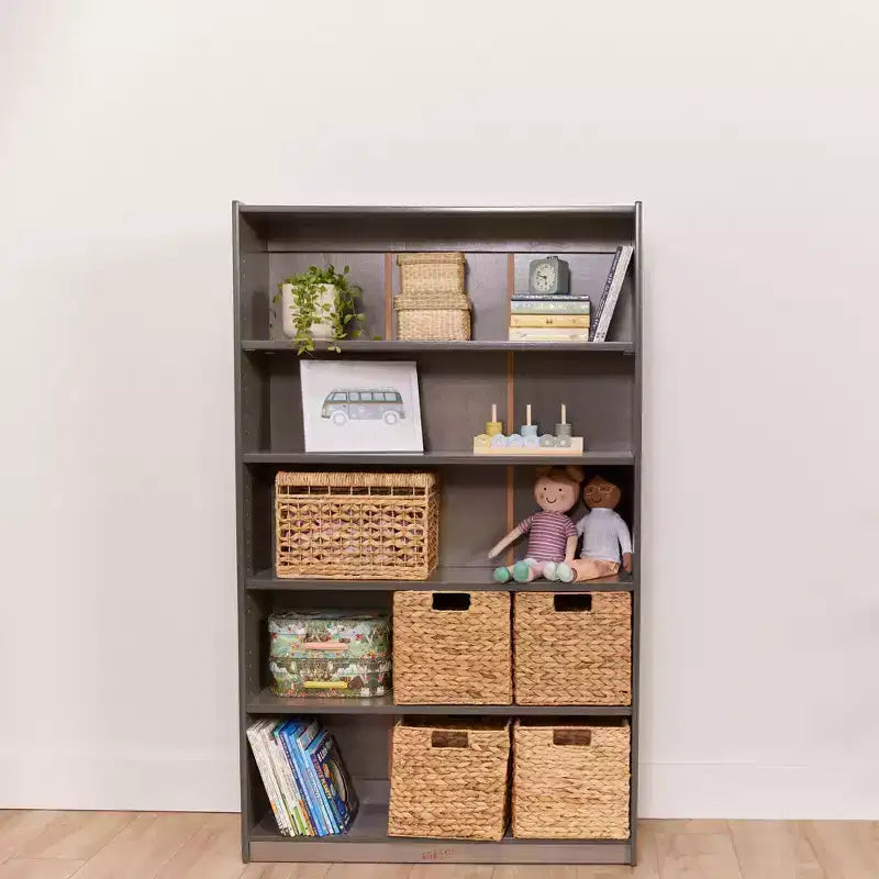 60" Wooden Bookcase with 5 Adjustable Shelves, Birch Plywood, Classroom or Home Use