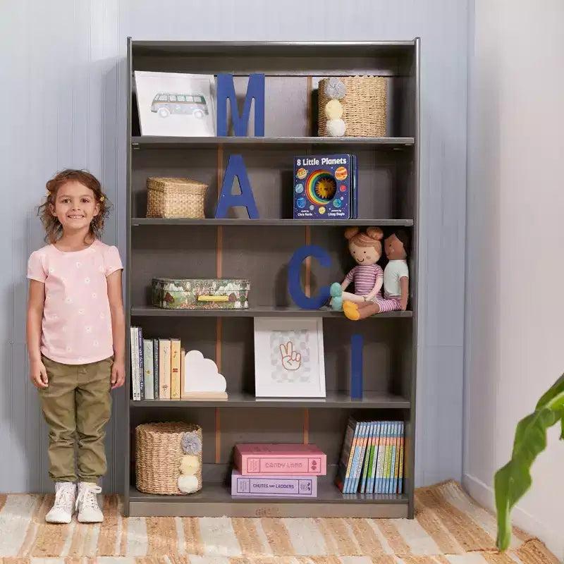 60" Wooden Bookcase with 5 Adjustable Shelves, Birch Plywood, Classroom or Home Use