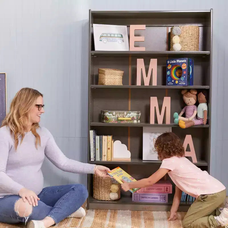 60" Wooden Bookcase with 5 Adjustable Shelves, Birch Plywood, Classroom or Home Use