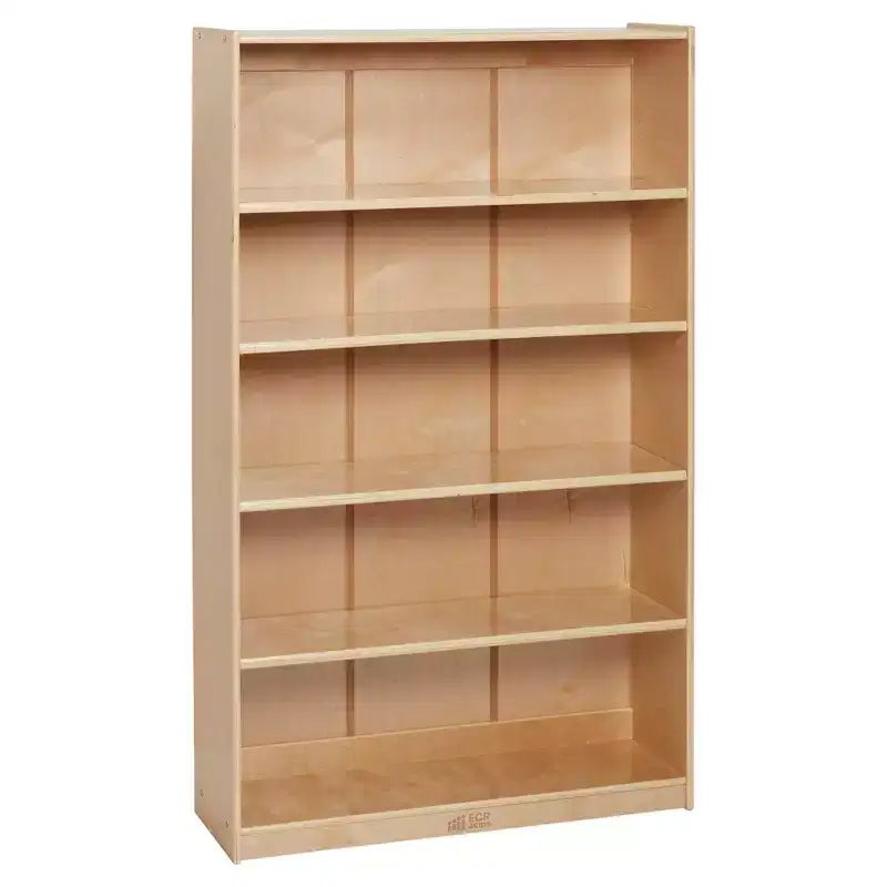 60" Wooden Bookcase with 5 Adjustable Shelves, Birch Plywood, Classroom or Home Use