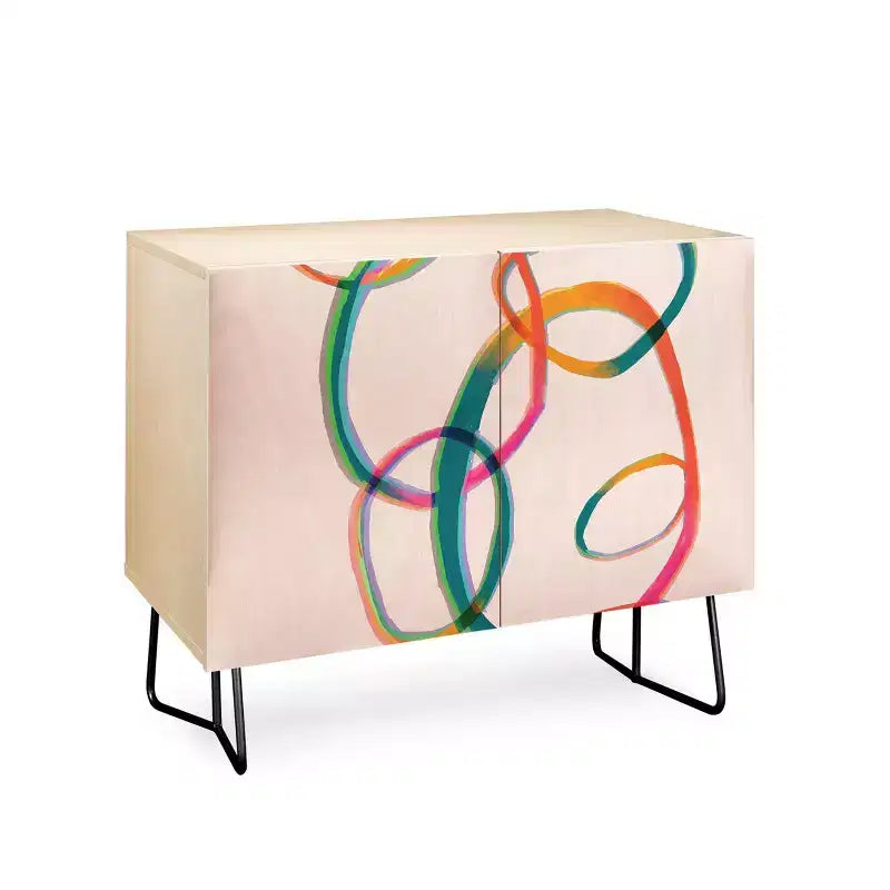 Abstract Print Black Legged Credenza, Love and Aberration Design