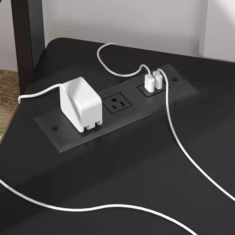 41" Corner Computer Desk with Storage Shelves and Charging Station, 2 AC Outlets, 2 USB Ports, Pull-Out Keyboard Tray