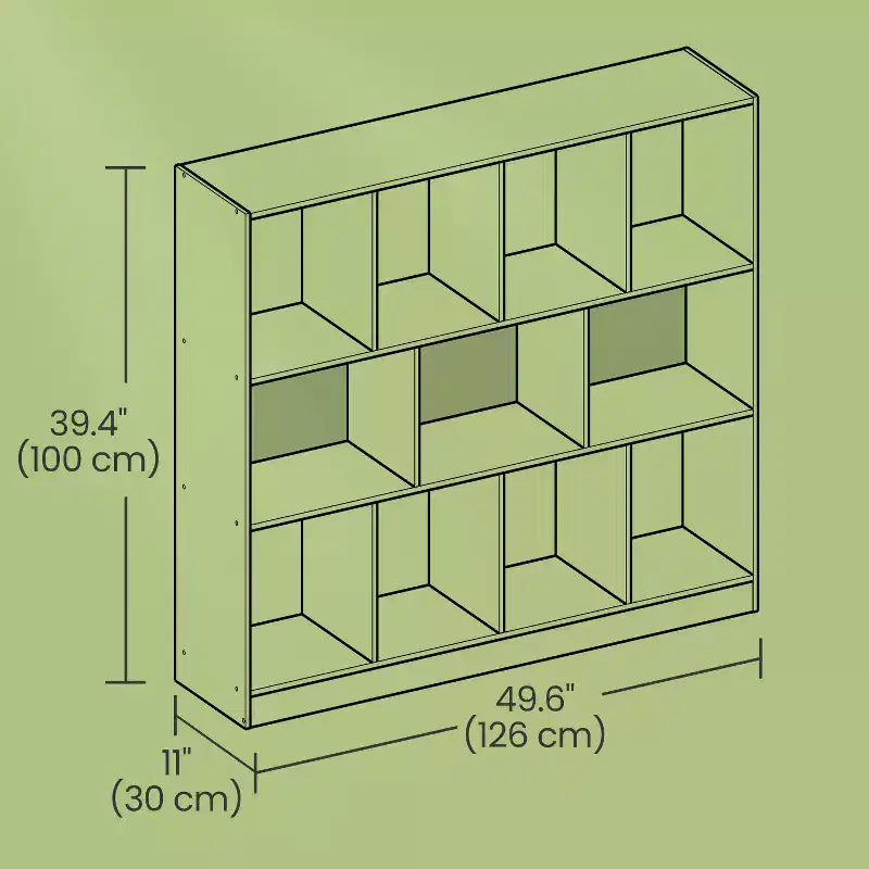 Cube Bookcase, Freestanding Storage Unit with 11 Open Compartments
