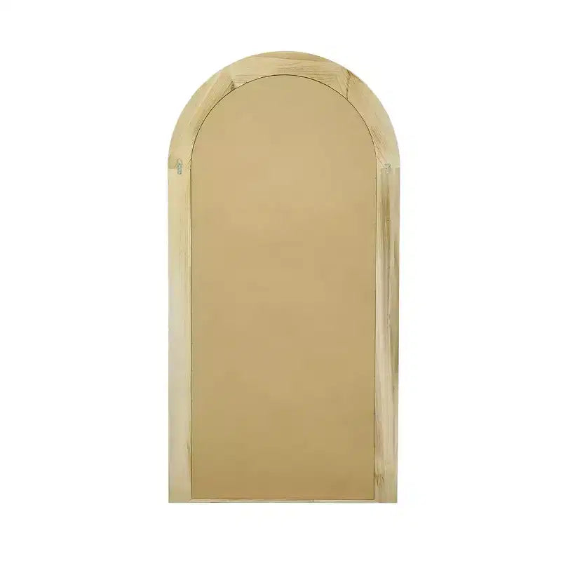Arched Solid Wood Full Length Mirror, Staircase Frame Design, Charcoal Baked Finish