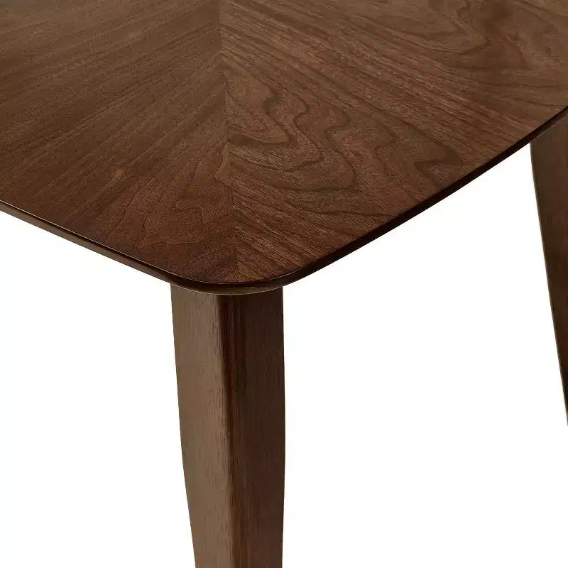 Mid-Century Rubberwood Dining Table – Walnut Finish, Splayed Legs