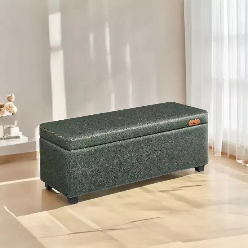Storage Ottoman Bench with Safety Hinges, 43.3"W x 15.7"D x 15.7"H, 660 lb Capacity