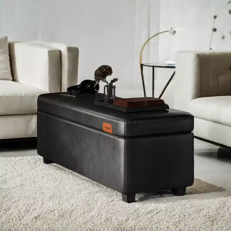 Storage Ottoman Bench with Safety Hinges, 43.3"W x 15.7"D x 15.7"H, 660 lb Capacity