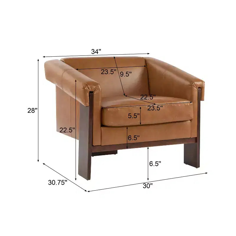 Mid-Century Modern Wooden Upholstered Accent Chair, Low Profile, Small Space Design