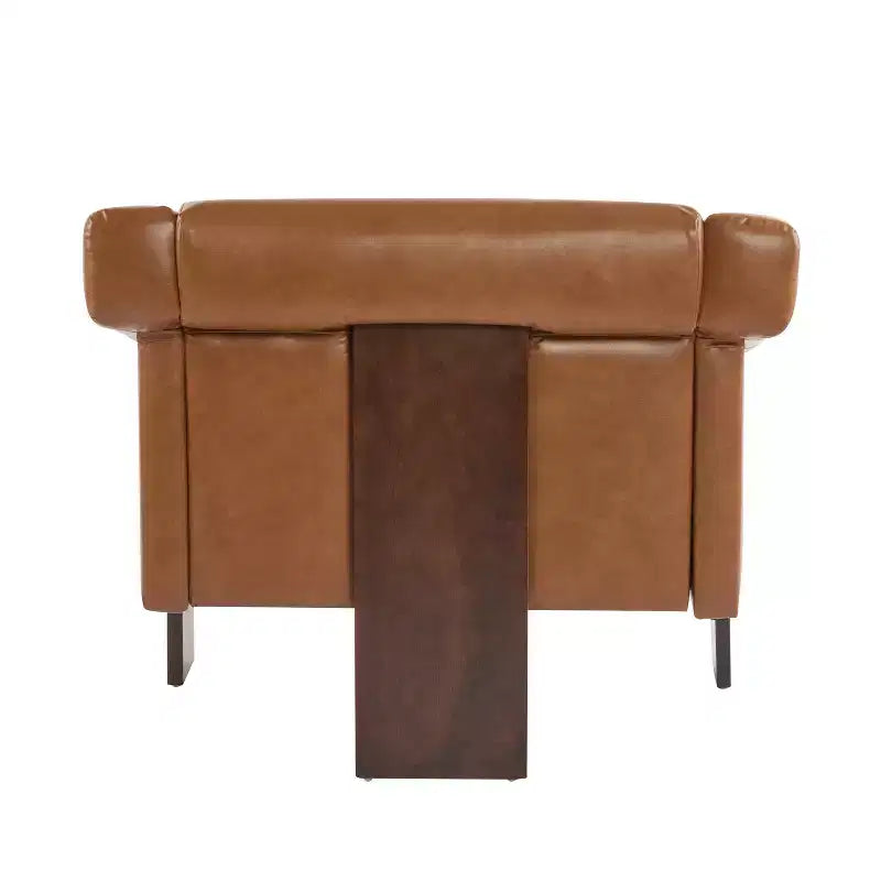 Mid-Century Modern Wooden Upholstered Accent Chair, Low Profile, Small Space Design