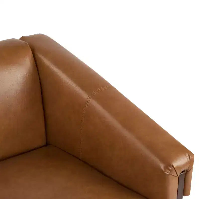 Mid-Century Modern Wooden Upholstered Accent Chair, Low Profile, Small Space Design