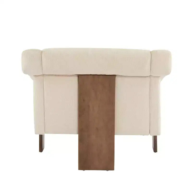 Mid-Century Modern Wooden Upholstered Accent Chair, Low Profile, Small Space Design