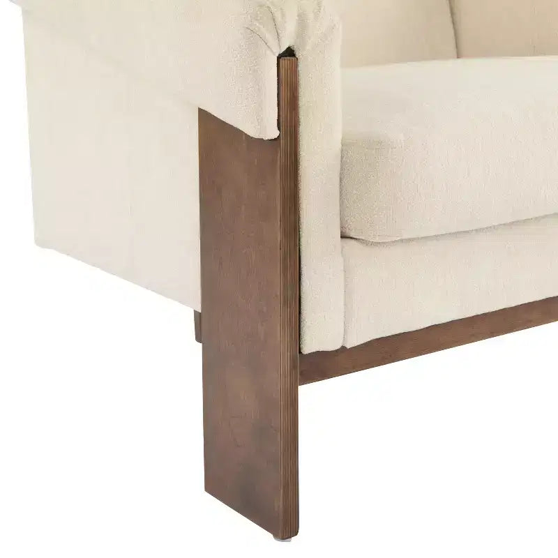 Mid-Century Modern Wooden Upholstered Accent Chair, Low Profile, Small Space Design
