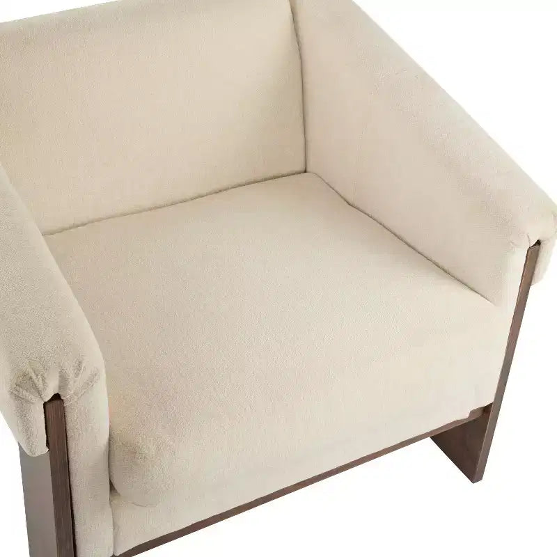 Mid-Century Modern Wooden Upholstered Accent Chair, Low Profile, Small Space Design