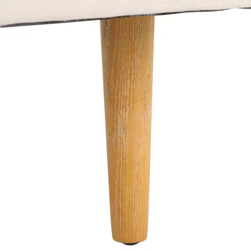 Accent Chair, Bone Linen Fabric with Walnut Wood Legs