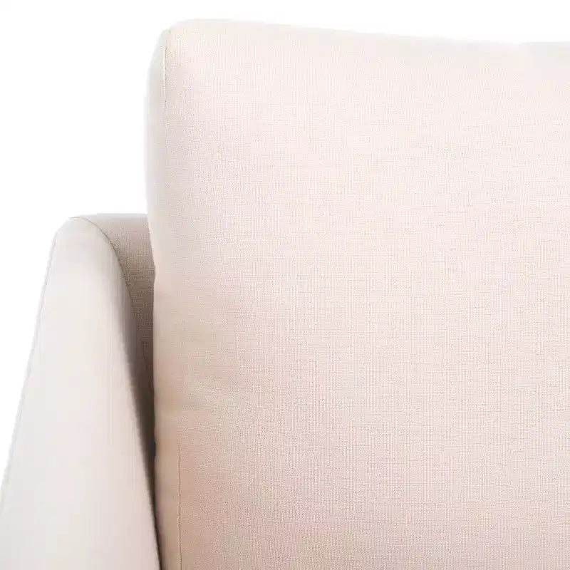 Accent Chair, Bone Linen Fabric with Walnut Wood Legs
