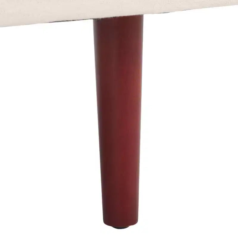 Accent Chair, Bone Linen Fabric with Walnut Wood Legs