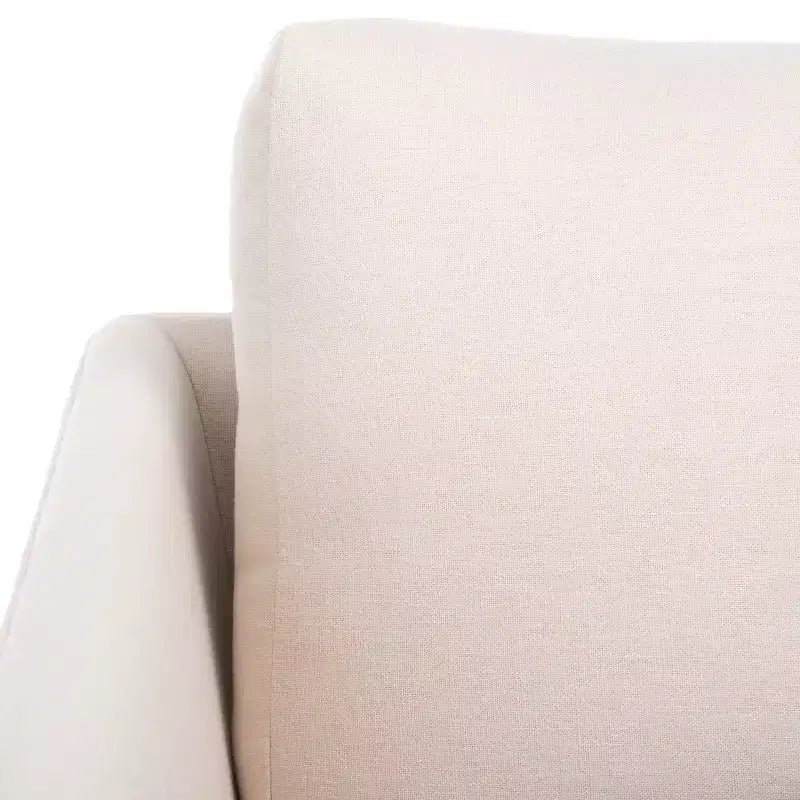 Accent Chair, Bone Linen Fabric with Walnut Wood Legs