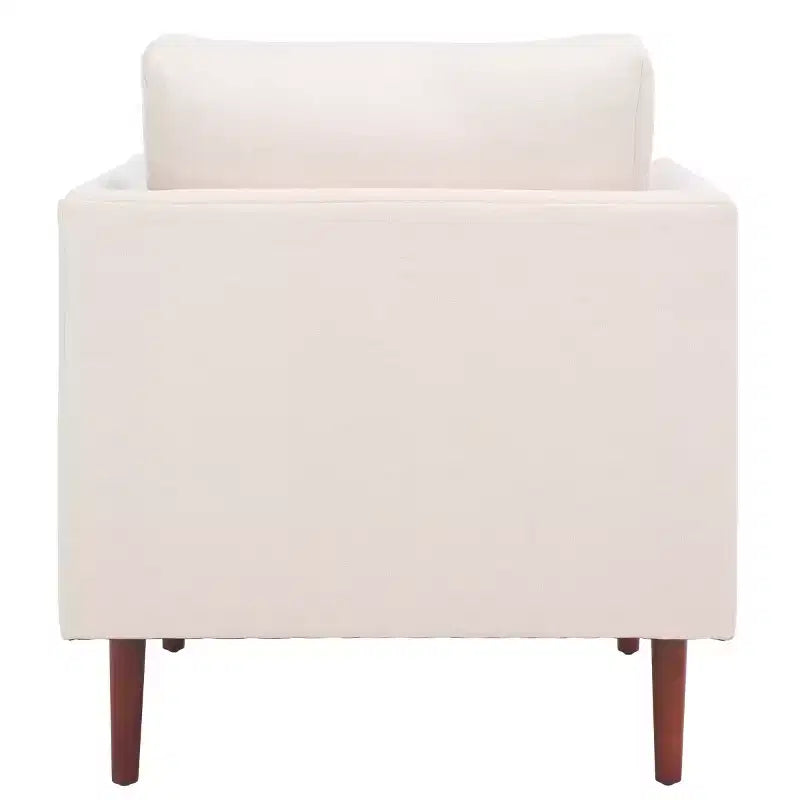 Accent Chair, Bone Linen Fabric with Walnut Wood Legs