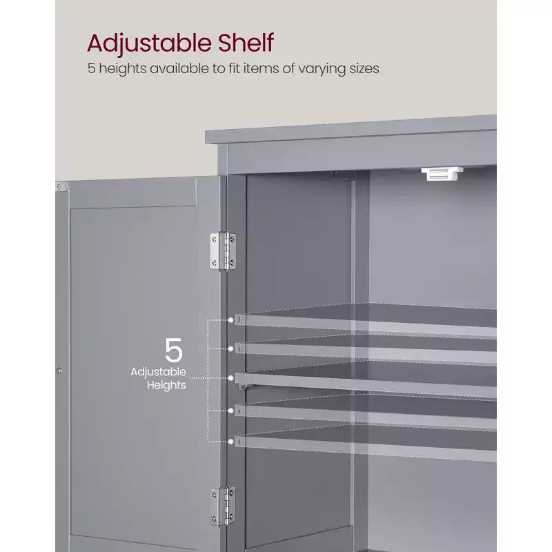 Bathroom Floor Storage Cabinet with 2 Drawers and 2 Doors, Freestanding, White MDF